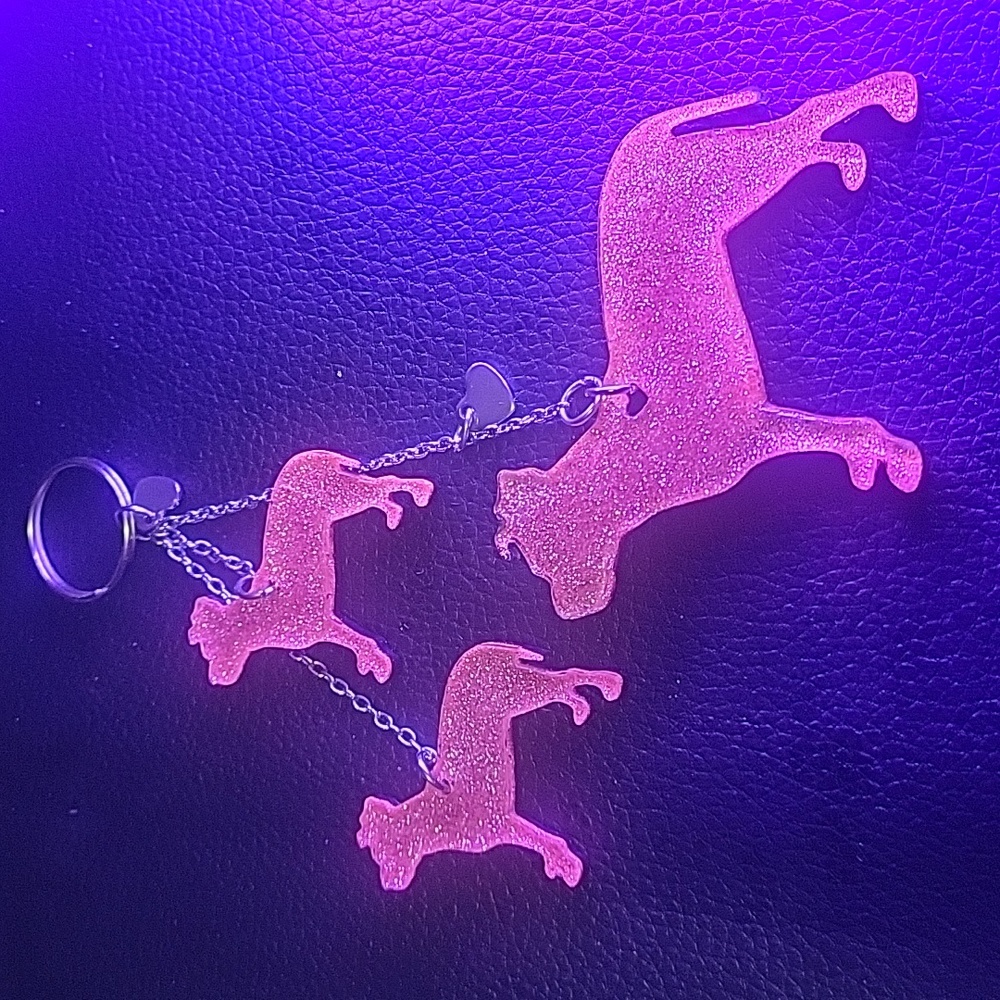 🐾Handmade Pink & Black Dogs Keychain